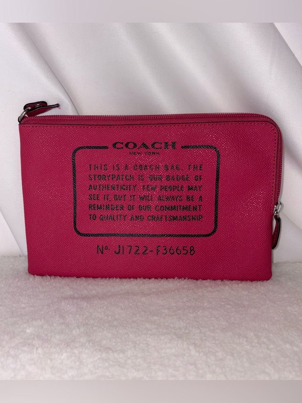 Coach Hot Pink Canvas large Zip Pouch- like new!!